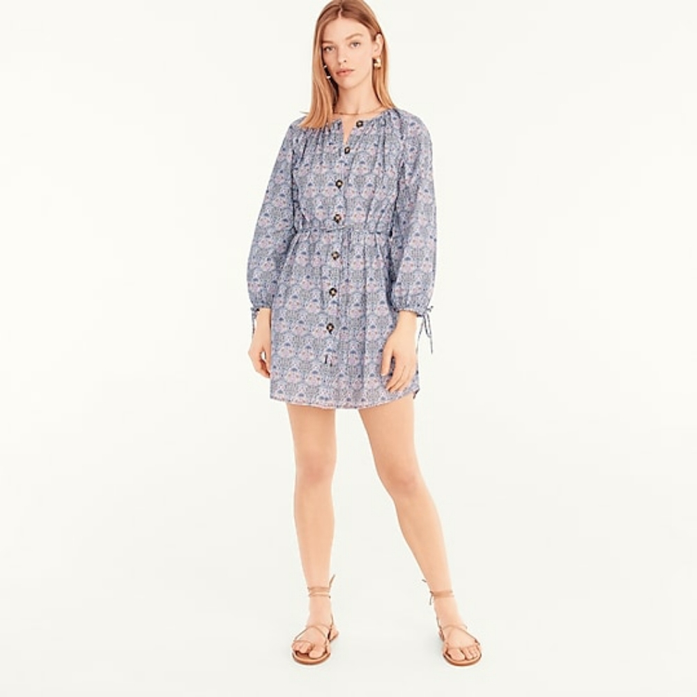 Tie-sleeve button-front organic cotton dress in Liberty® L BG129 NWT SOLD OUT